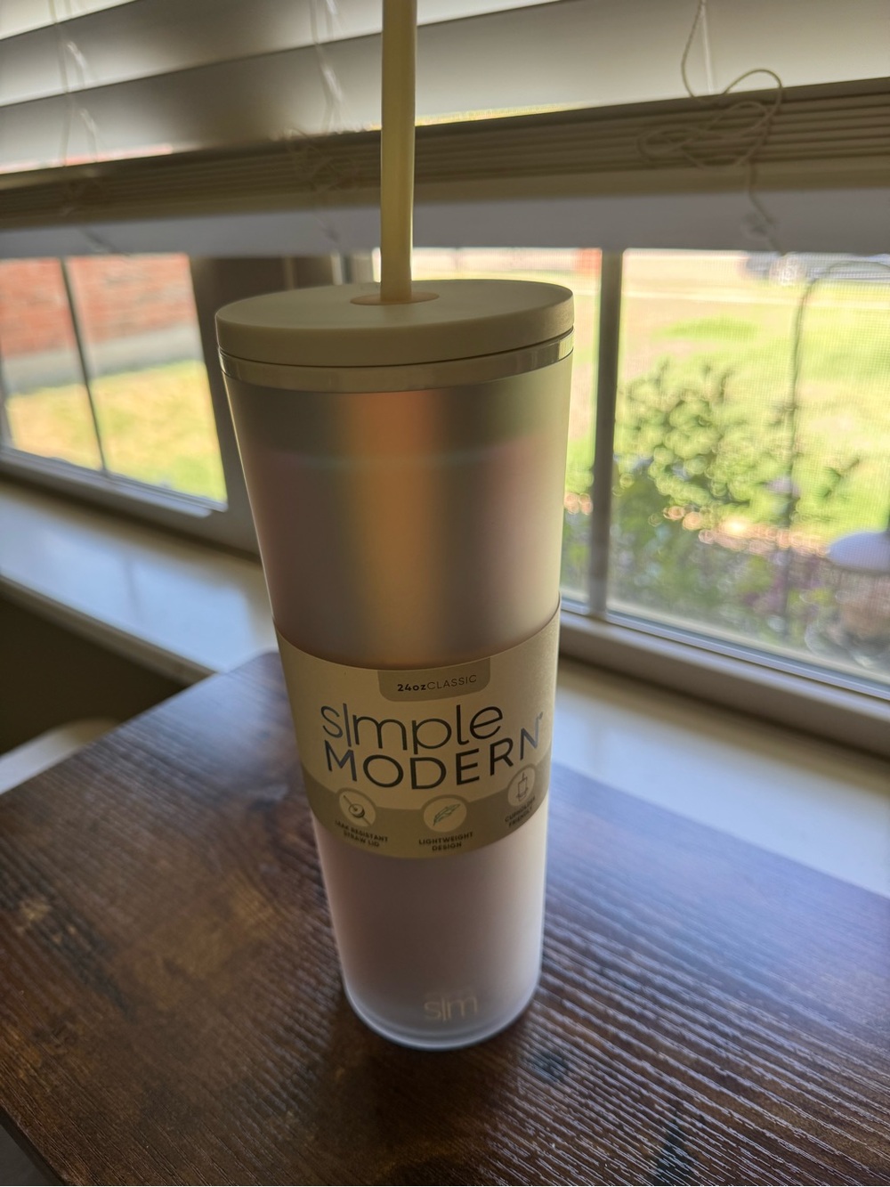 NWT Simple Modern 24oz Classic Plastic Tumbler with Straw Pearl / Iridescent
